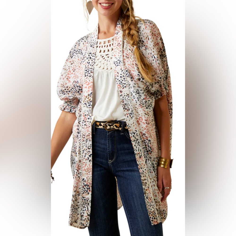 Leopard Print Kimono Cardigan women size m-l